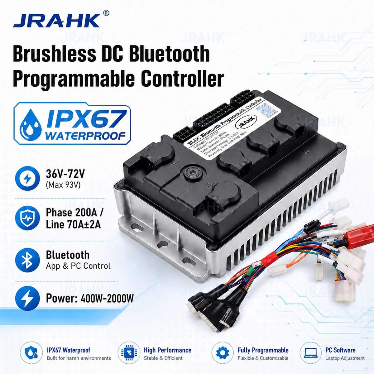 JRAHK 36V-72V BLDC Bluetooth P - Kelly Kls7230S Controller 评论和价格