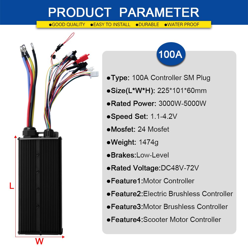 Ebike Sine Wave Controller 100 - 72V 100A Sabvoton Controller 评论和价格